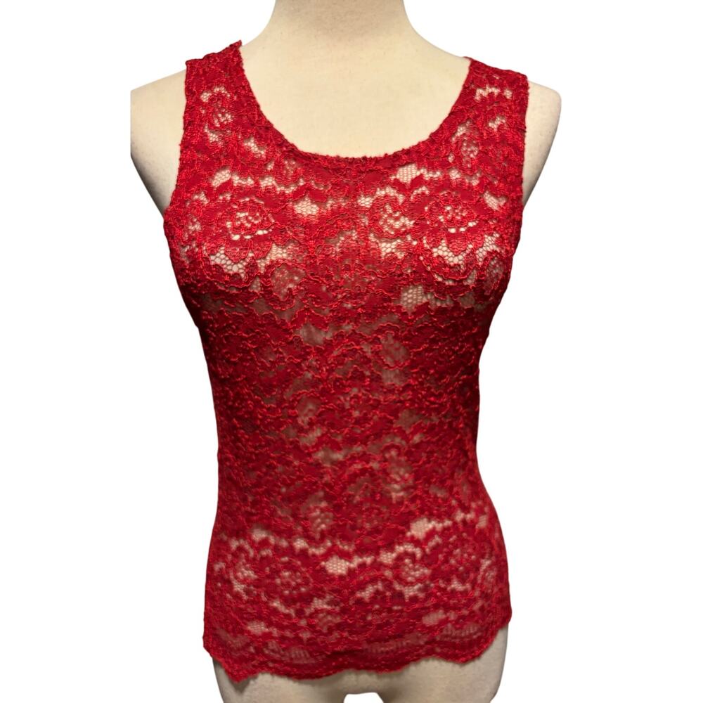 Victoria's Secret Vintage Red Stretch Lace Top Cami Scallop Bottom